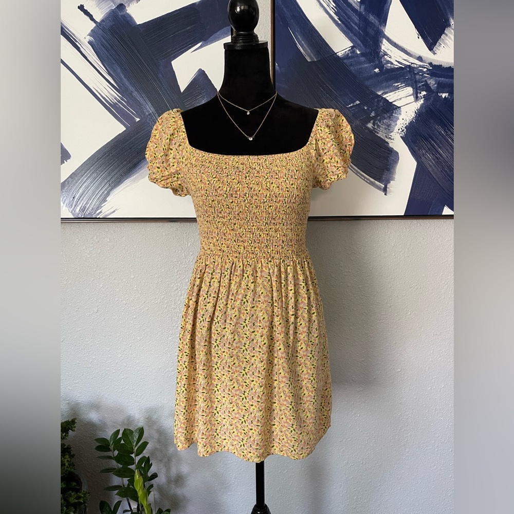 Girls spring yellow floral dress